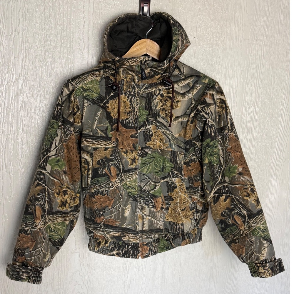 Cabelas Seclusion 3D Camo Hooded Hunting Jacket Mens Medium Insulated Full Zip